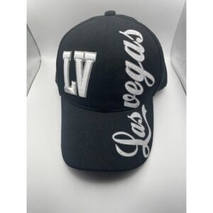 Super Fit Las Vegas LV Baseball Cap Black Silver Embroidered Adjustable Hat